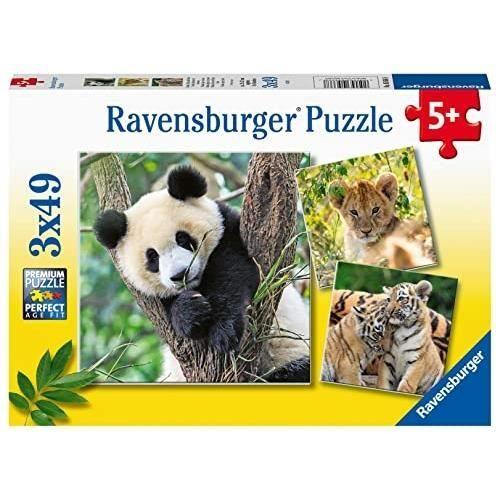 Puzzle pour enfants Ravensburger - Panda, tigre et lion - 3x49 pièces - Animaux - Intérieur - Mixte