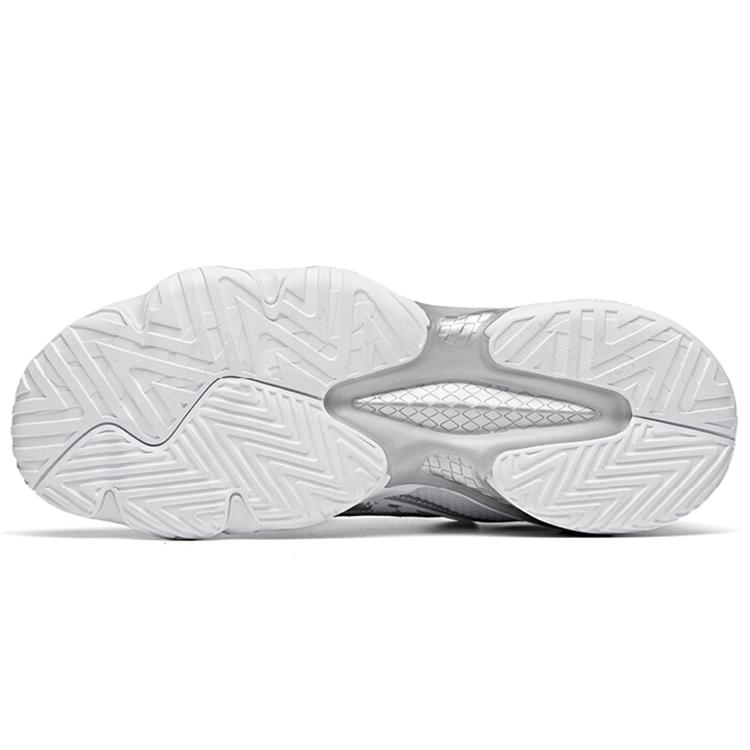Anta Synthetic Leather Cushioning Slip Resistant Abrasion Resistant Mid top Basketball Shoes Men's White Silver 11941662S-6