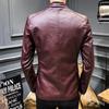 Herren Slim Fit Motorrad PU Lederjacke Einreihiger Businessmantel Modische Streetwear