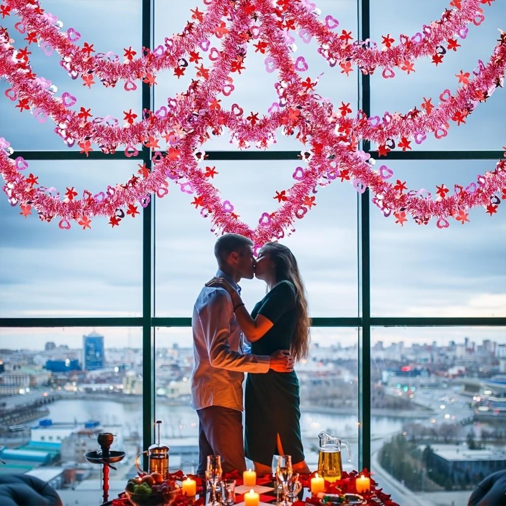 DIY Heart Tinsel Garland 5M Hanging Decor Dense Valentines Garland  Indoor Outdoor
