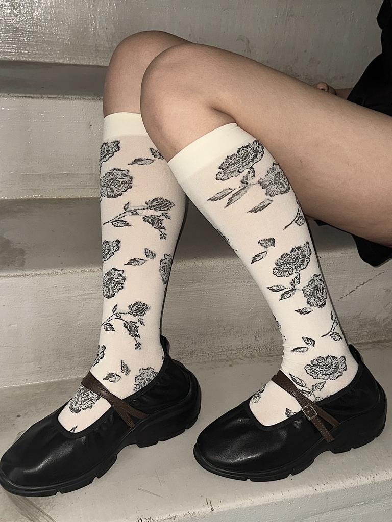 APOEM Flower Sheer Knee Socks(2C)