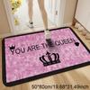 Couronne de Reine Rose Moderne Luxe Tapis de Sol Antidérapant Lavable Tapis Décoratif pour Salon Chambre Décoration de Maison