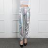 Women Pants High Waist Glossy Elastic Waist Ankle-banded Slim Fit Clubwear Stage Performance Fancy Colors Hip Hop Harem Trousers