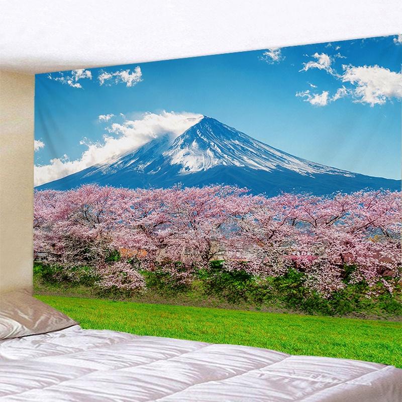 VIKAMA Japanese Cherry Blossom Tapestry Oriental Landscape Wall Hanging Decor for Bedroom Living Room Home Decor