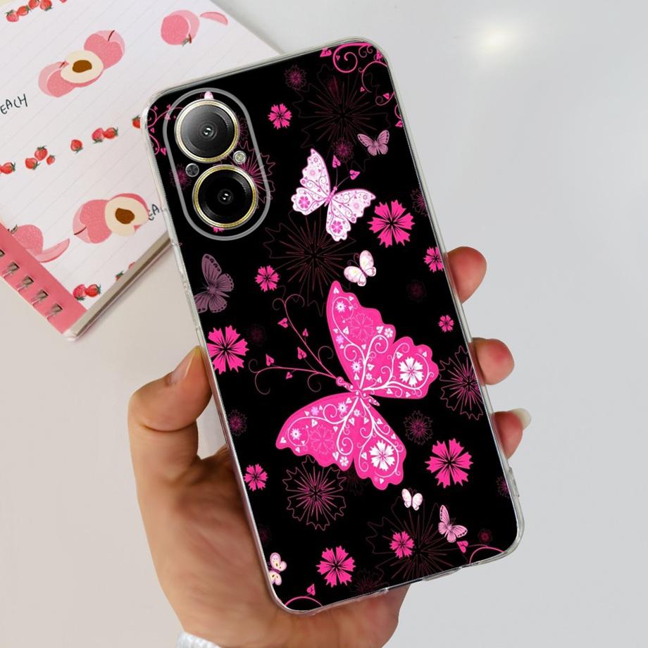 Weiche TPU-Stoßstange Hüllen für Realme C67 4G RMX3890 Rückabdeckung Dünnes Klares Silikon Handyhülle Damen Mode Malerei Funda C 67 4G
