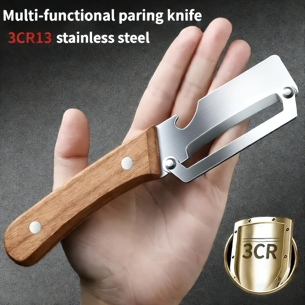 1/2 Stück Multifunktionsschäler mit Griff aus Massivholz, scharfe Klinge aus Edelstahl zum schnellen Schälen, unverzichtbares Küchenwerkzeug