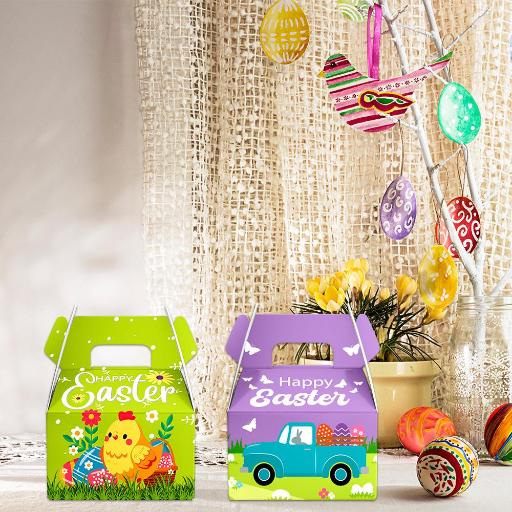 Easter, Cartoons, Cute Bunnies and Chicks, Candy and Snack Packaging, Hand-held Paper Boxes, Party Decorations