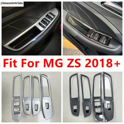 Inner Door Armrest Window Lift Button Control Panel Cover Trim Carbon Fiber / Matte Accessories Interior For MG ZS 2018 -