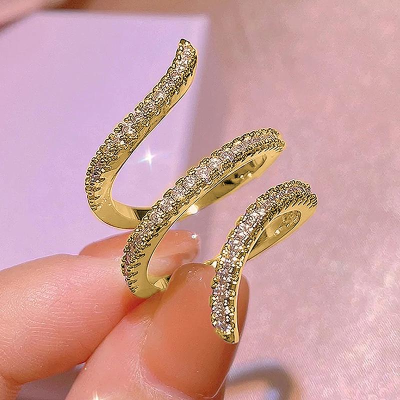 

CAOSHI Fashion Contracted Adjustable Ring with Shiny Zirconia Timeless Copper Color Finger Zircon for Women Minimalist Gift resizable