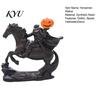 Vintage Halloween Statue Headless Horseman Statue, Gothic Knight Riding Black Horse with Resin Sculpture Pumpkin Lantern, Spooky Festive Decor