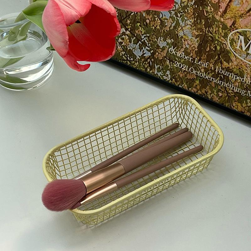 Metal Storage Basket Desktop Sundries Organizer Make Up Sorting Holder Stationerry Pocards Case Office Home Supplies