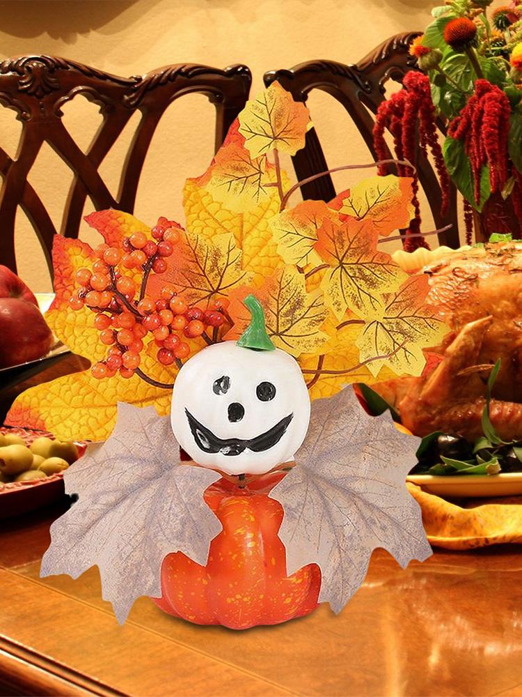 Artificial Pumpkins Halloween decorations Pumpkin ornaments Artificial pumpkin maple leaves Autumn home Decorative props