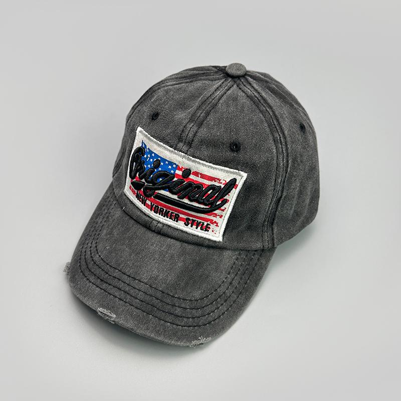 Amerikanische Flagge Stickerei Baseballkappen Gebrochen Neu Unisex Retro Atmungsaktiv Sonnenschutz Persönlich Vielseitig Mode Schirmmützen