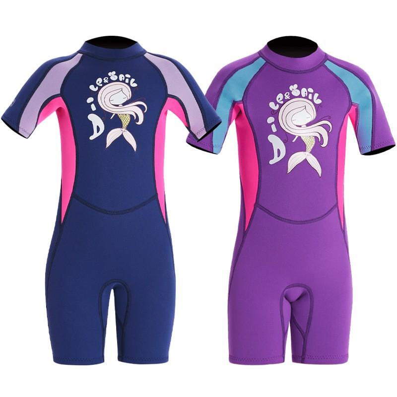 Children's Diving Suit 2.5MM One-piece Short-sleeved Warm Girls 'swimsuit Cold-proof Surfing