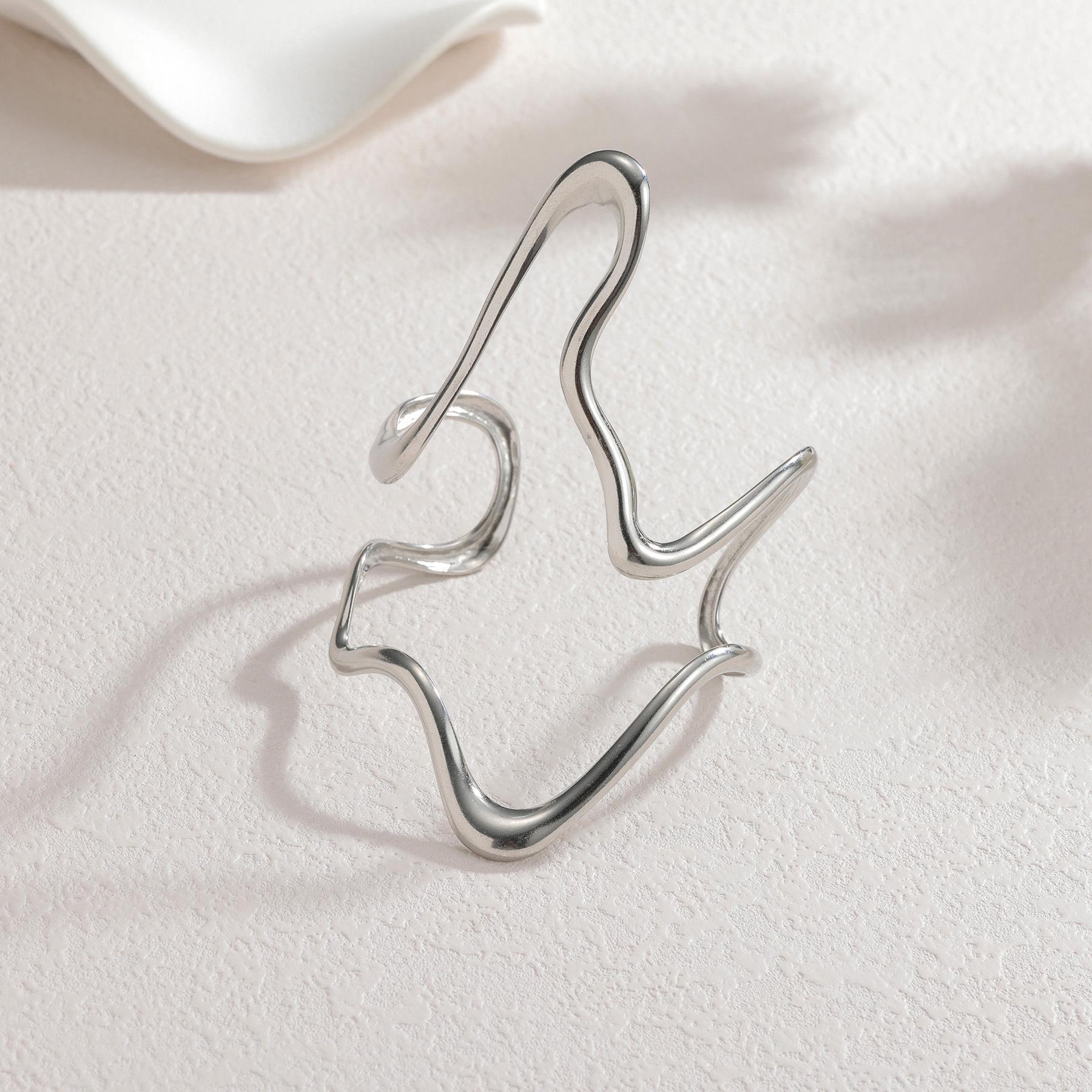 

Браслет-манжета из нержавеющей стали с геометрическим открытым дизайном - Женский минималистичный дизайн