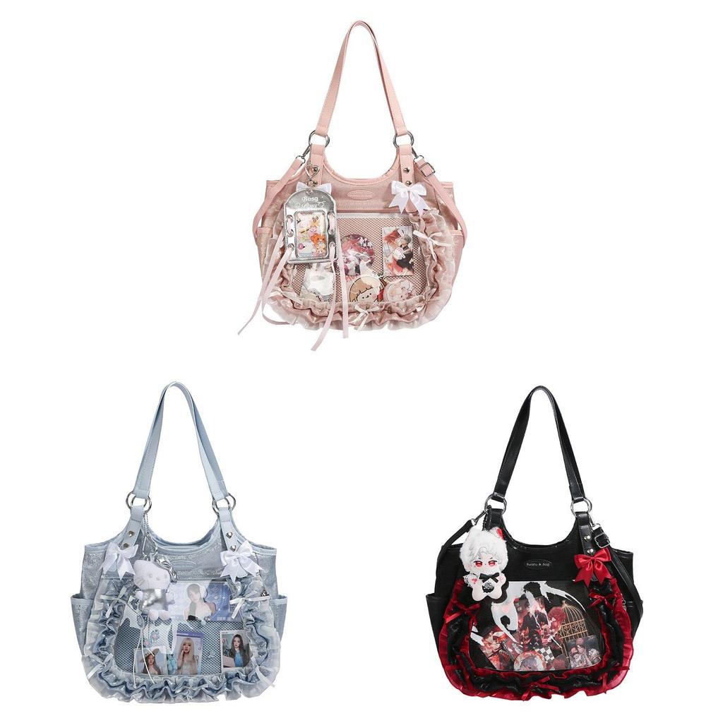 Sweet Lace Bowknot Shoulder Bag For Casual Daily Use With Pu Material