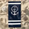 Nautical Anchor Stripe Beach Towel Quick Dry Microfiber Sand Free Absorbent Washable Durable for Camping Pool Travel Summer