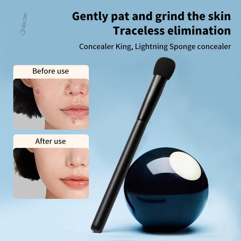 

Кисть для нанесения консилера Lightning Concealer Brush для пятен, следов от прыщей, темных кругов, мягкая пуховка-спонж для нанесения пудры в сухом и влажном виде, кисти для контурного макияжа