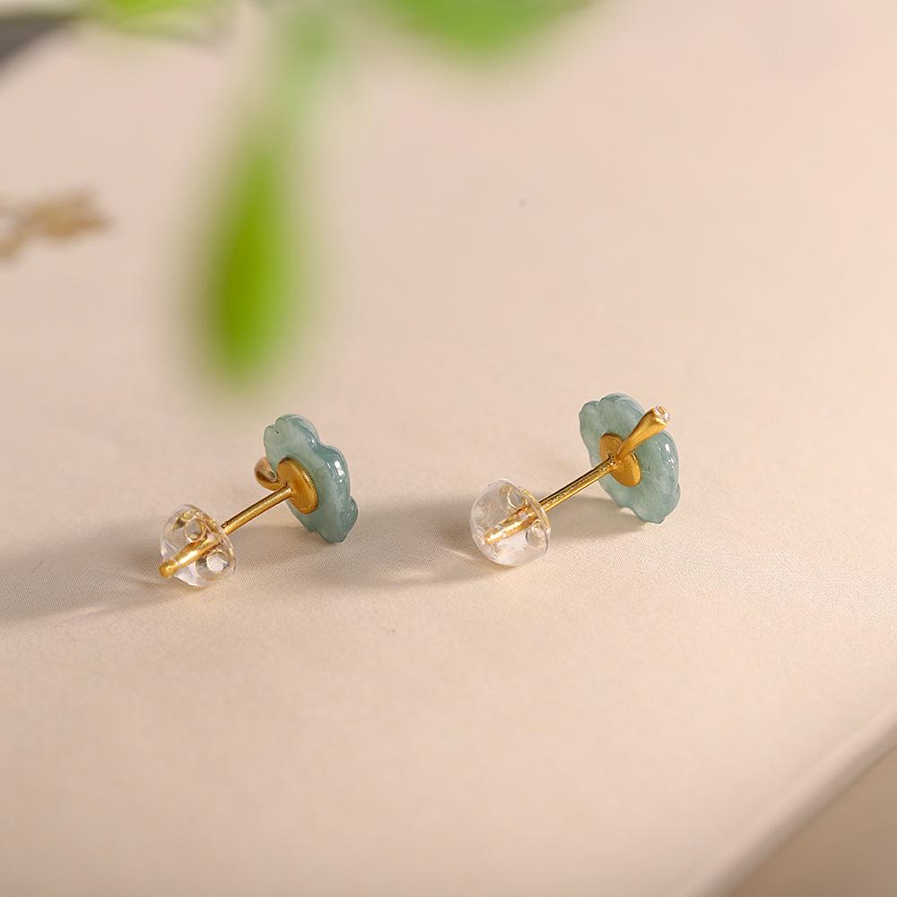 Winter Arrival: S925 Silver & A-Grade Jade Carved Stud Earrings