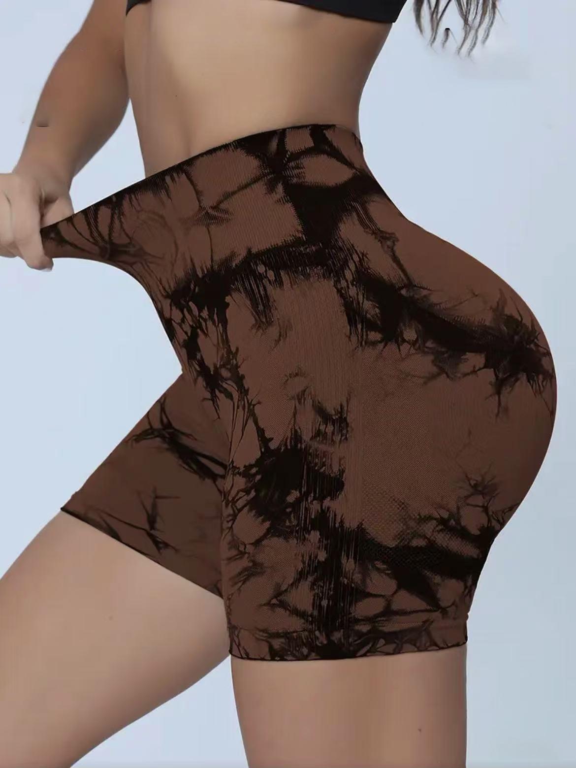 

Бесшовные шорты для йоги с высокой талией и эффектом контроля живота, из влагоотводящей ткани, для подтяжки ягодиц. Large