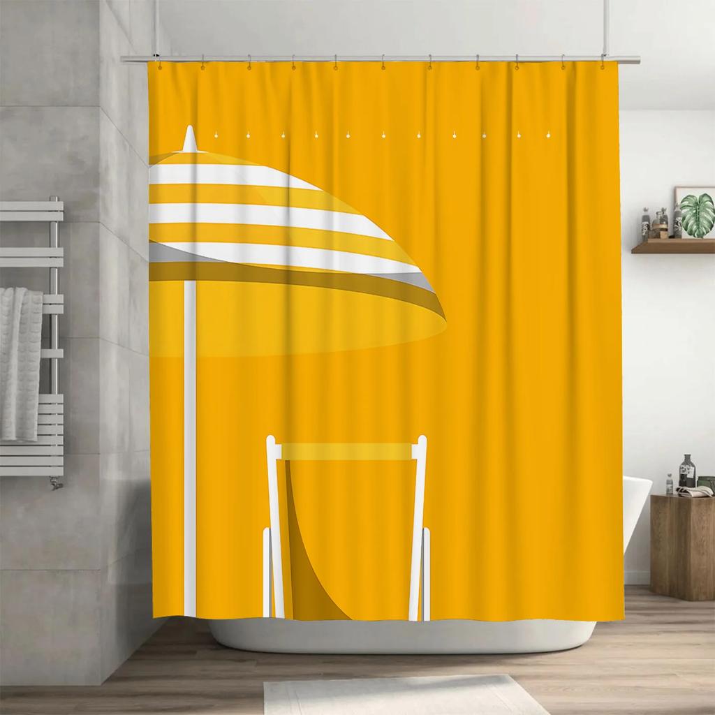 Stylish Yellow Shower Curtain With Minimalist Design - Perfect For Modern Bathrooms Waterproof Durable Non Transparent