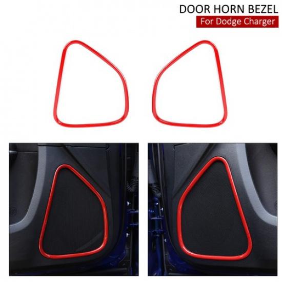 

2pcs Red Inner Door Speaker Stereo Frame Decor Ring Trim for Dodge Charger 2011+