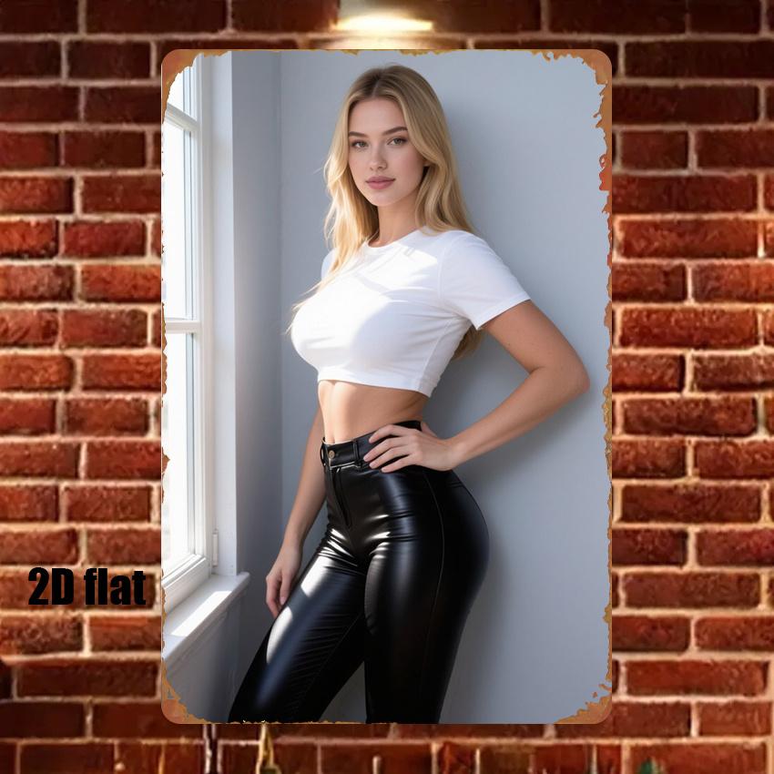 

d pc Streetwear Girl Metal Tin Sign x Inch Urban Wall Decor for Living Room Game Room 20x30cm（7.8x11.8inch）