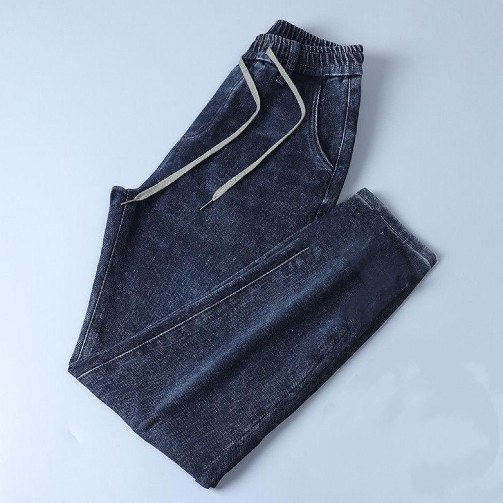 Summer Thin Stretch Elastic Men's Jeans with Drawstring Loose Casual Pants Versatile