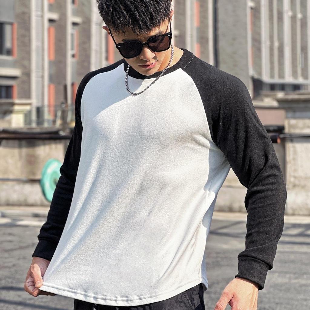 Autumn Sports Pullover: European Fit, Double-Sided Velvet, Long Sleeve for Running.