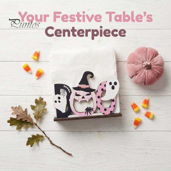 Functional Holiday Kitchen Gadget Halloween Wooden Napkin Holder, Ghost Pumpkin Tabletop Decor for Dining Room, Decorative Stand Restaurant