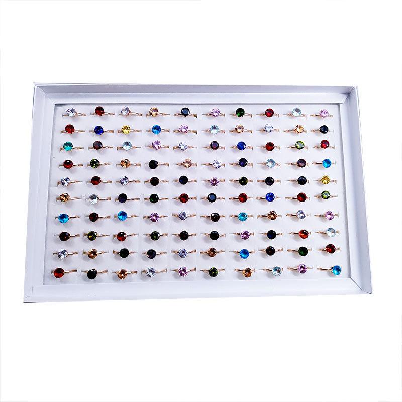 10 pairs of colored crystal zirconia rings alloy rings for ladies party rings