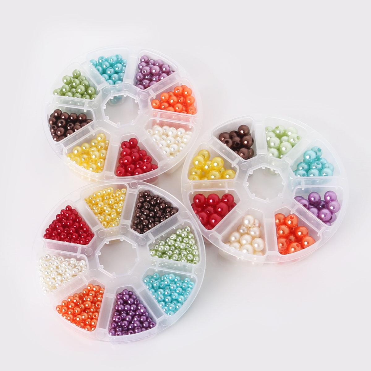 

Mixed Color 4-8mm ABS Imitation Pearl Set - 8-Compartment for DIY Bracelets & Necklaces 8MM Mixed Color Imitation Pearl