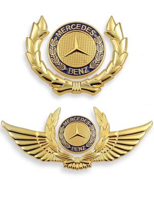 Emblemă cu Aripi Stea Insignă Capotă Aurie Logo Cromat Față Mașină Placat Luxos pentru Capotă Mercedes Benz cu Aripă