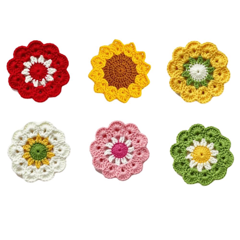 Handmade Crochet Flower Coasters Heat Resistant Mug Mat Creative Trivet Mats Coffee Cup Use