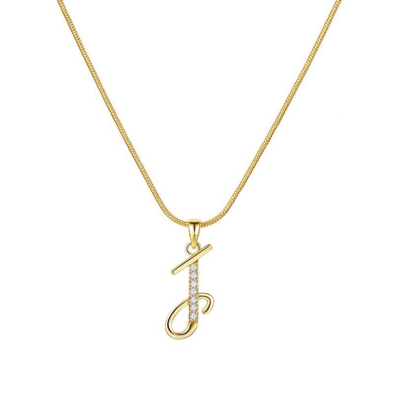 Europe and America Cross Border 26 Letters Copper Inlaid Zircon Snake Chain Necklace Letter Gold Pendant Creative Minimalist Letters