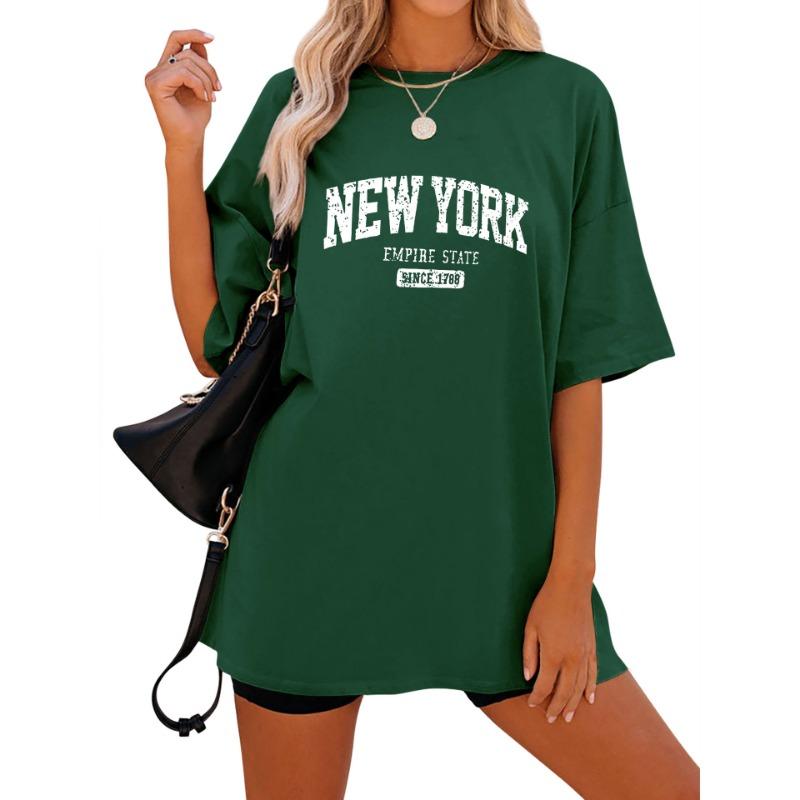 Women's Plus Size Casual V-Neck T-Shirt  Half Sleeve Letter Print Ladies T Shirts