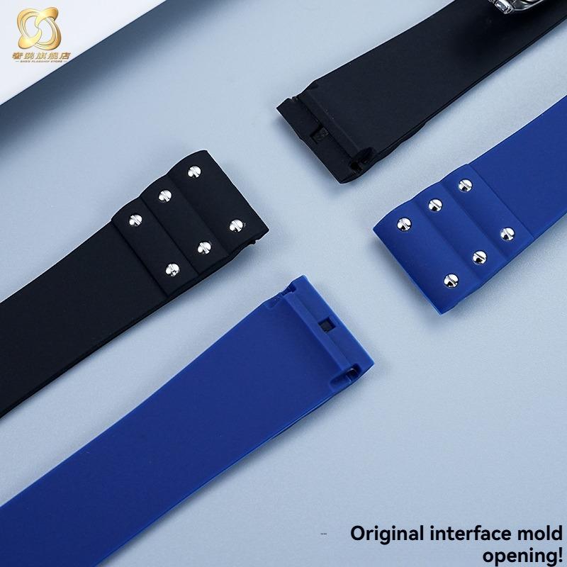 Für Cartier Santos Armband Silikonarmband Hohe Qualität Gummi-Uhrenarmband für Wasserdichtes Gummiband 21mm schwarzes blaues Armband