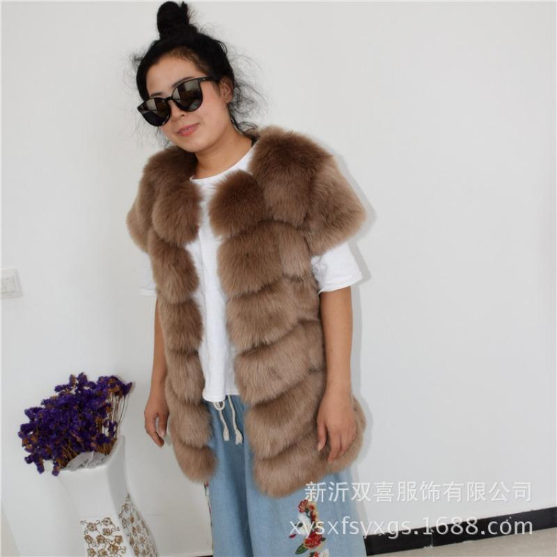 Autumn and Winter New Imitation Fox Fur Vest Women's Medium and Long Rotator Sleeve Repair Thermal Vest