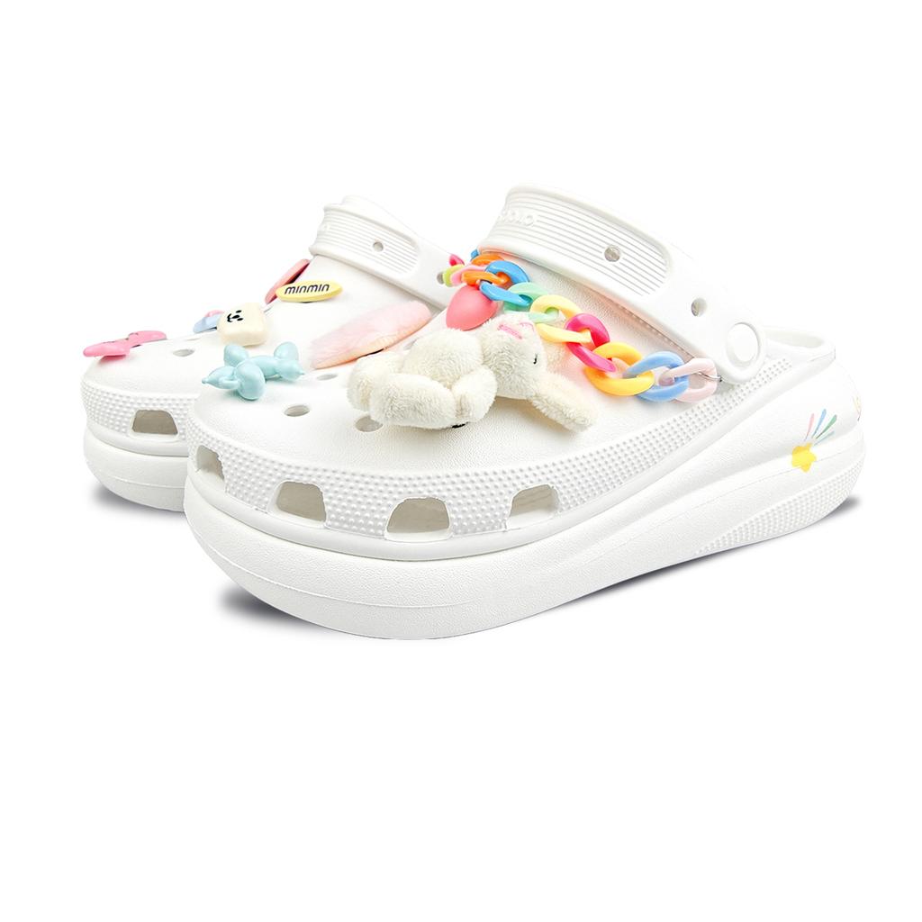 Crocs Crush Clog EVA Late Star Manual Skittles Sweet Mood Gentle Sweet and Exquisite Hole Shoes Unisex White