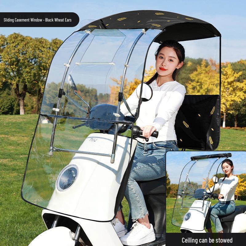 Enhanced Electric Motorcycle Canopy: Rainproof, Removable, and Windproof Umbrella