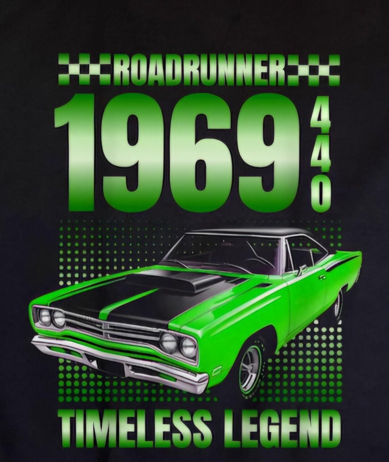 New 1969 Plymouth Roadrunner 440 (E4) Men s 100% Blk Cotton T-Shirt. Classic Muscle XXXL