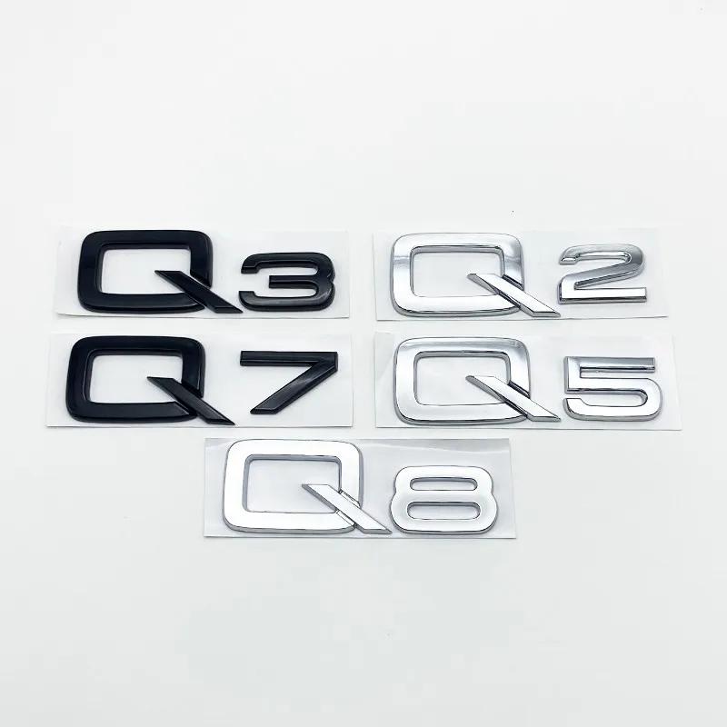3D ABS Numbers Letters Q2 Q3 Q4 Q5 Q6 Q7 Q8 Emblem for 111a Q series Car Fender Trunk Rear Logo Sticker Black Silvera111