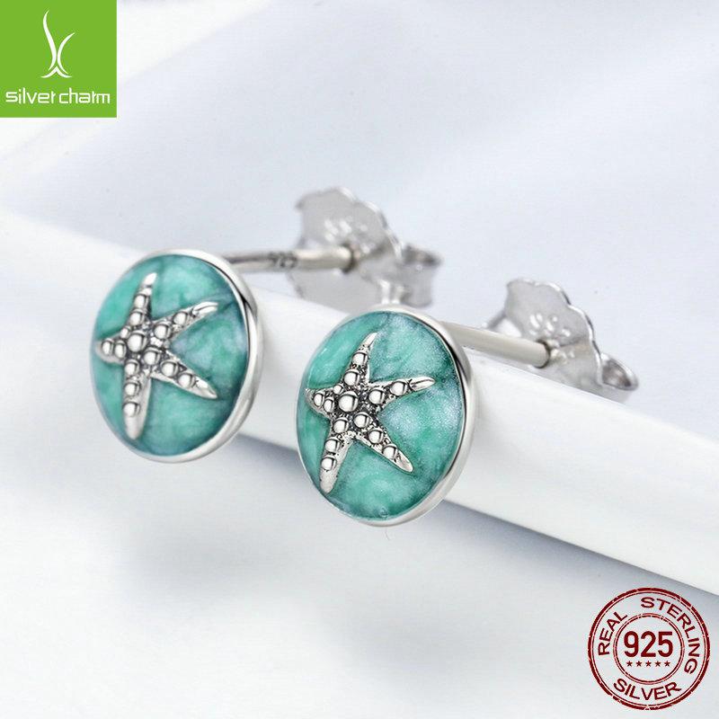 Starfish Stud Earrings For Women, Simple And Wonderful Stars S925 Sterling Silver Oil Drop Earrings Earrings.