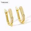 18K Gold Plated Brass Earring Fixtures,Zircon Shvenzy Ear Wire Earring Hooks For DIY Earring Jewelry Making Supplies Accessories