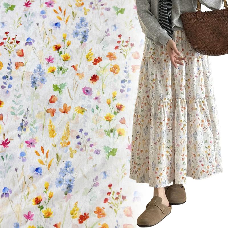 100x145cm Bawełniana Poplina Tkanina Styl Pastoralny Świeża Kwiatowa Tkanina z Nadrukiem Do Szycia DIY Ubranka dla Lalek Sukienka Piżama Koszule