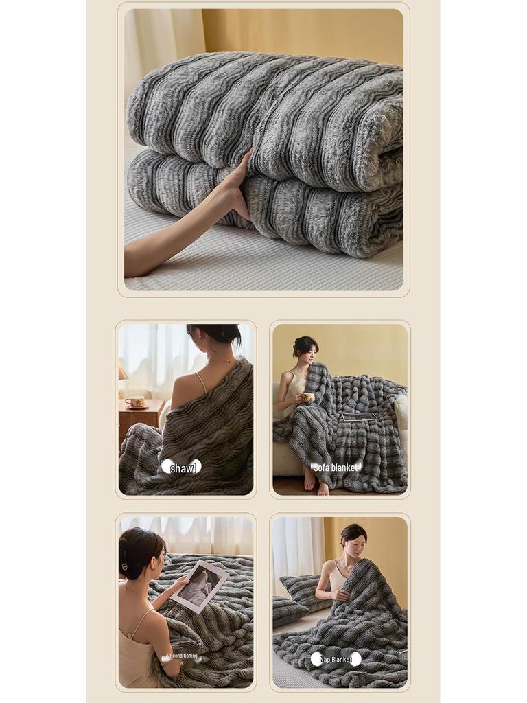 Luxury Winter Shu Cotton Velvet and Lamb Wool Blanket