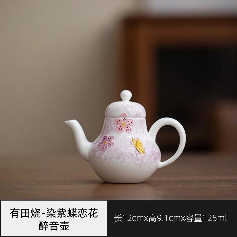 110ML Underglazed Hand-painted Ceramic Teapot Kung Fu TeaSet Ball Hole Filter Household Teapot Hand-held Pot Teacup Holiday Gift