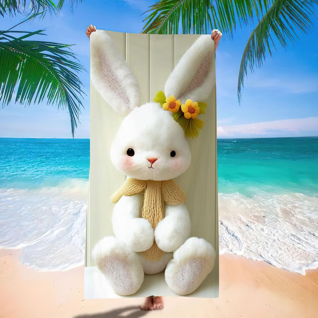 New Easter Beach Towel Festive Party Arrangement Outdoor Beach Towel Microfiber Rabbit