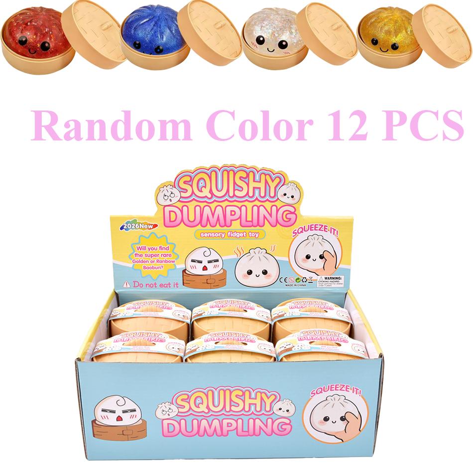 New Glitter Dumpling Squishy Box Dumplings Squishy Anxiety Relief Fidget Soft Squeeze Decompression Dough