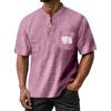 Men's Summer Independence Day Pattern Round Neck Short Sleeve T-Shirt Neck Men's All- Casual Button Shirt